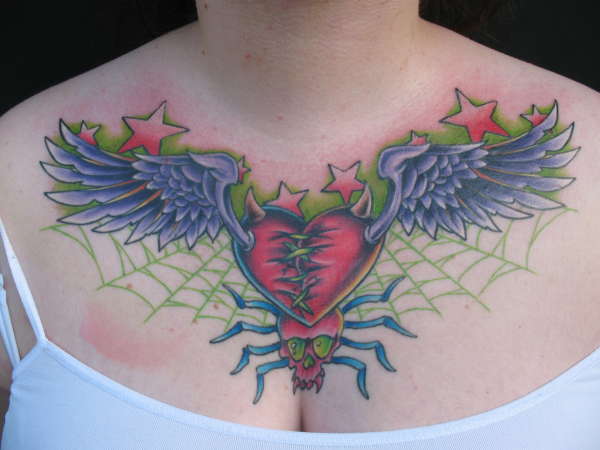 heart chest panel tattoo