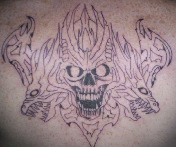 Skull Back Piece tattoo