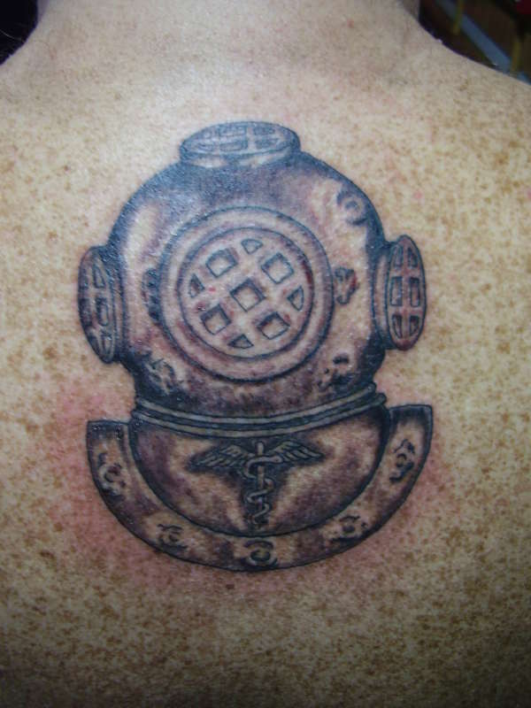 scuba helmet antique tattoo