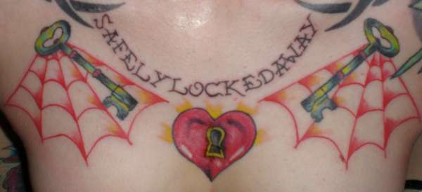 Lock and Key Chest Piece tattoo