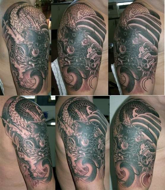 Asian Influence Dragon Design Tattoo