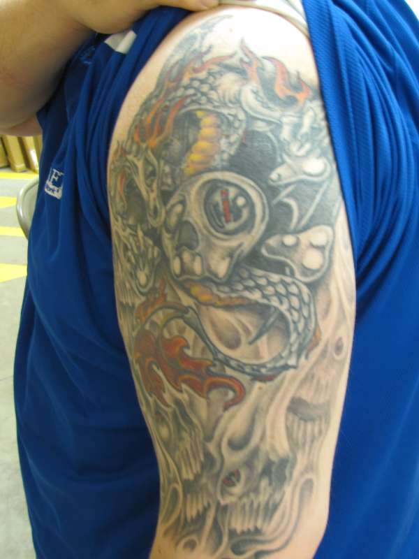 Dragon and skull tattoo