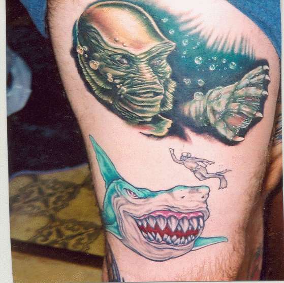 Creature From the Black Lagoon and Shark tattoo