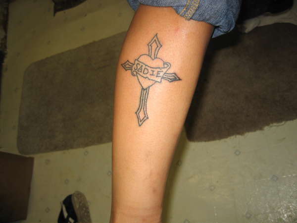 cross&heart w/banner tattoo