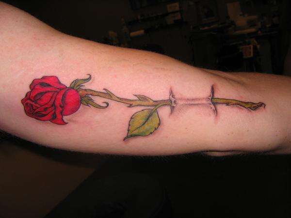 Rose Piercing Through tattoo
