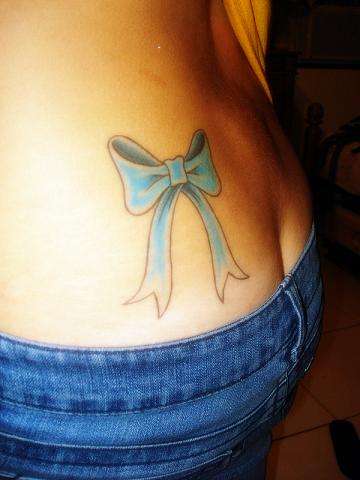 blue bow tattoo