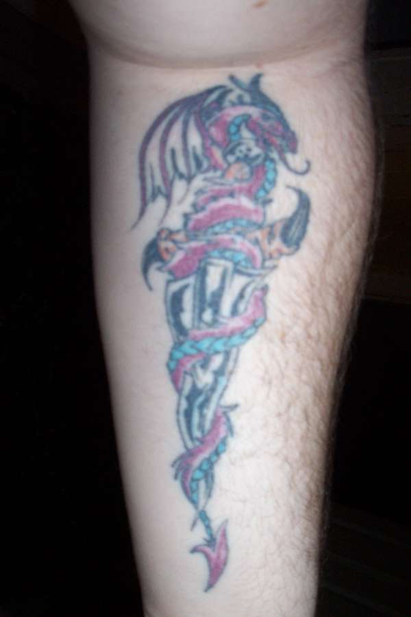 Dragon on Dagger tattoo