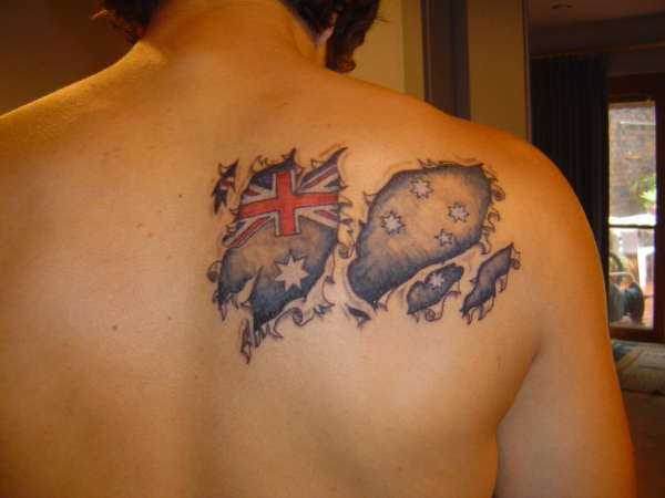 Australian flag under neath my skin tattoo