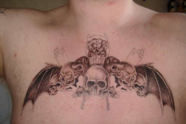 Skulls Wings Devil Dogs etc tattoo