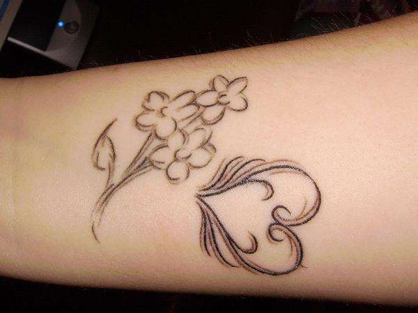 Flowers and Heart tattoo