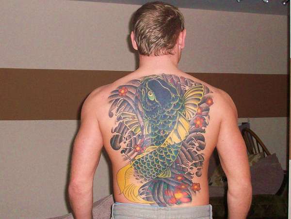 Koi carp cover up tattoo