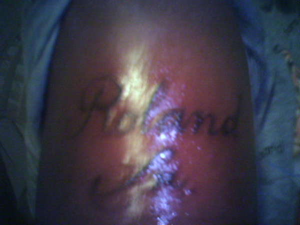 neighbor's mom's upper arm tattoo