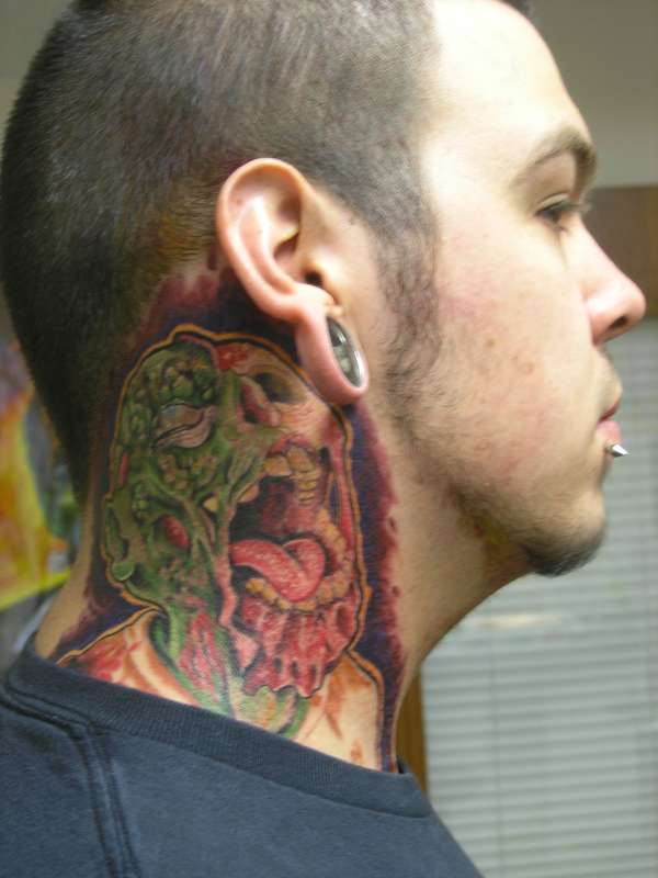 zombie neck tattoo