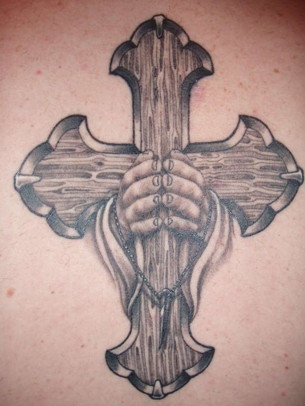 Cross/Praying Hands tattoo
