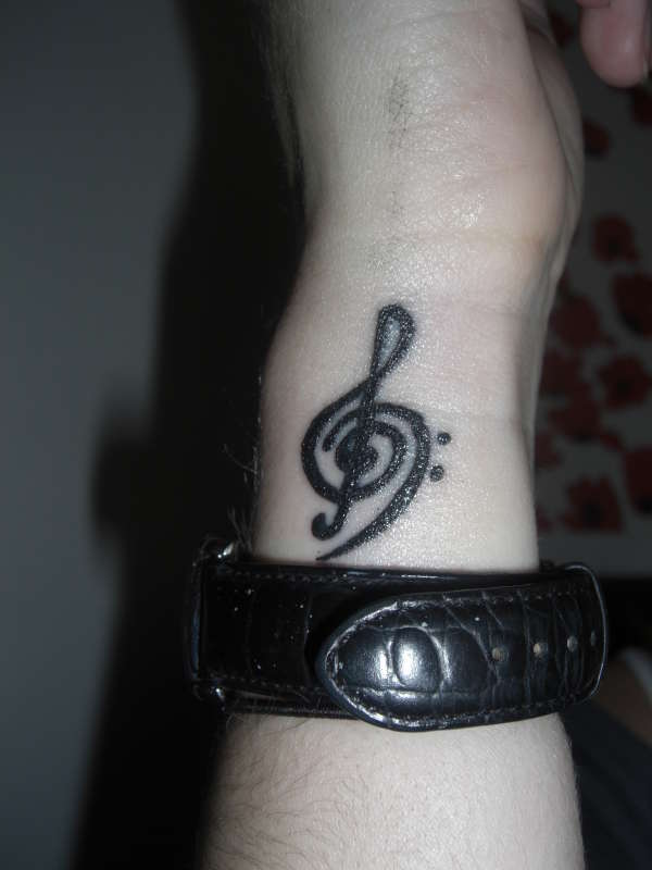 treble/bass clef tattoo