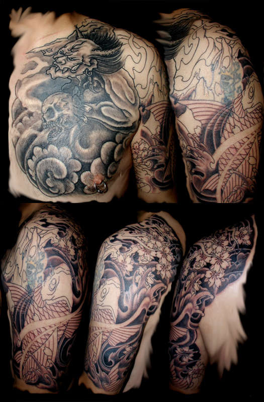 Japanese Demon/Koi the big cover up tattoo