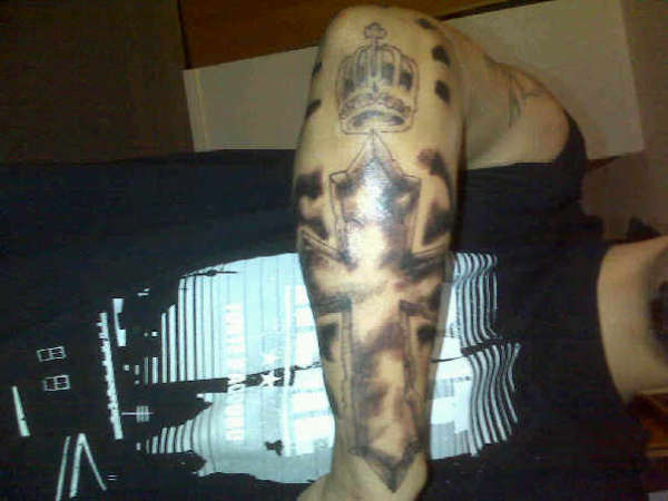 cross/crown tattoo