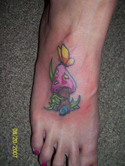shroom and butterfly tattoo