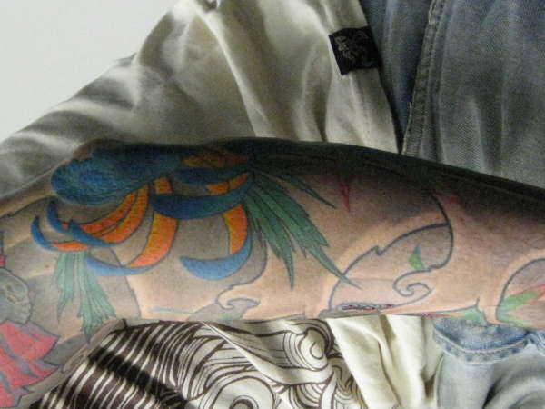 sleeve progress, chrysanthemum tattoo