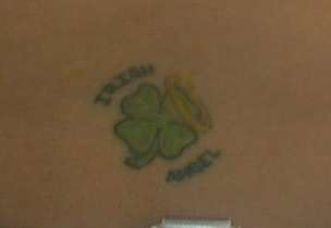 Irish Angel - Shamrock w/ Halo tattoo