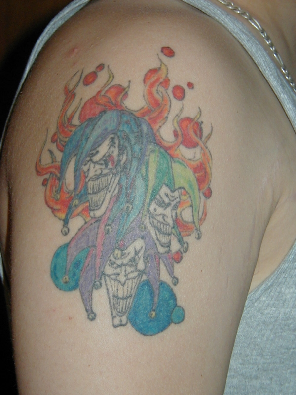 flaming jokers tattoo