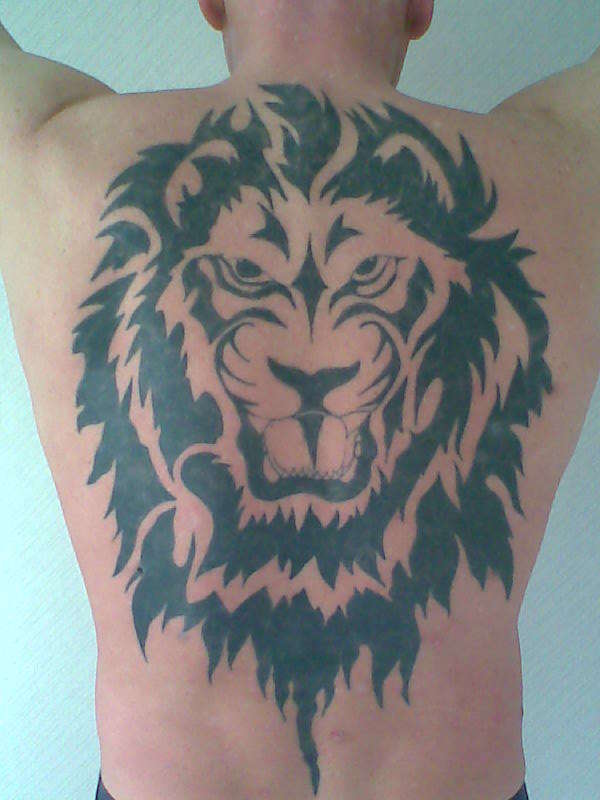 lion head tattoos on the back