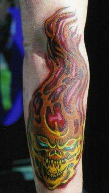 Flaming Skull tattoo