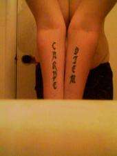 CARPE DIEM ON MY INNER FOREARMS tattoo