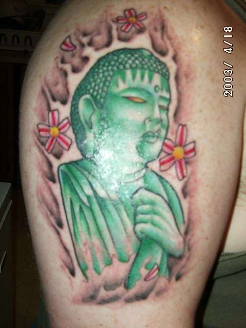 Buddha and Blossom (just finished) tattoo