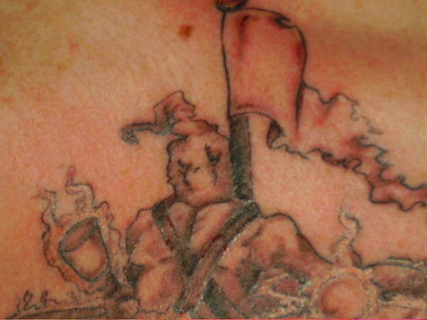 Close up ..War Drummer 1st session tattoo