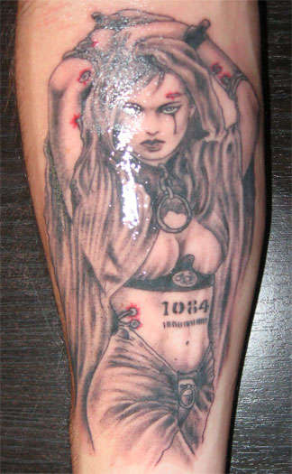 1084 Blue, by Luis Royo. tattoo