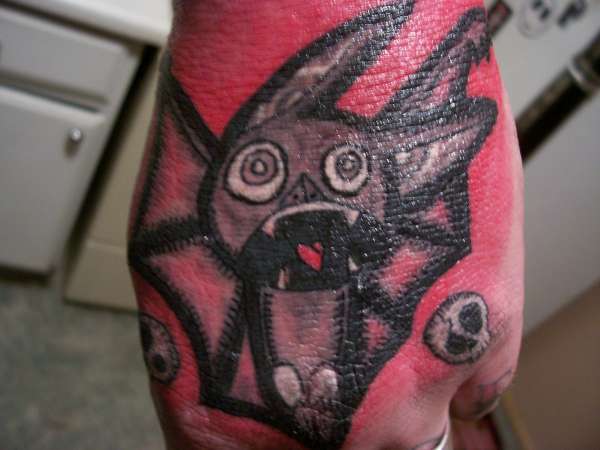 my new, New Skool Bat tattoo