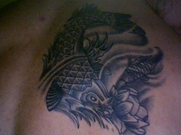 2 koi and a lotus tattoo