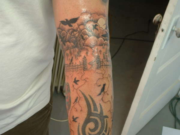 Crows in the cemetary tattoo