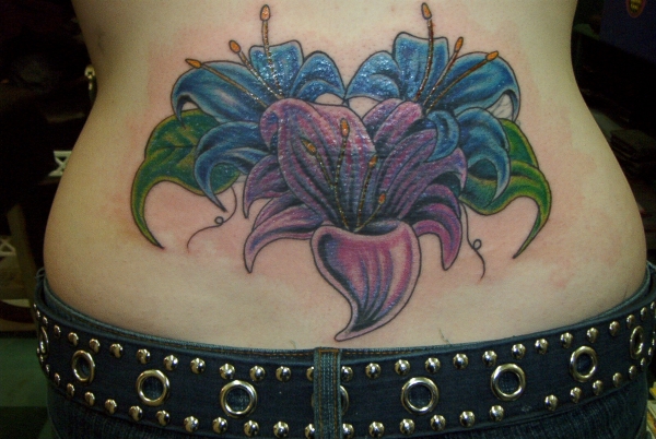 trio of lillies 1st session tattoo