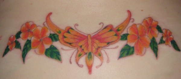 Butterfly & Frangipani tattoo