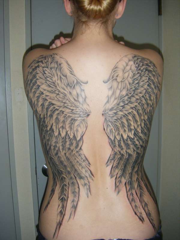 completed wings tattoo