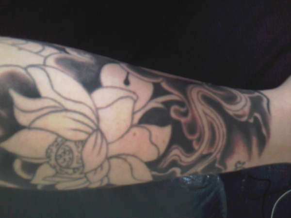 full sleeve in progress tattoo