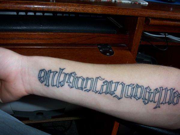 Only God Can Judge Me Ambigram tattoo