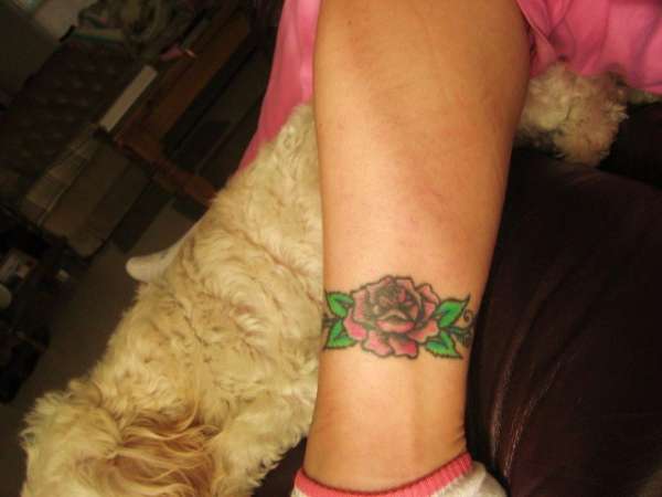 rose anklet tattoo