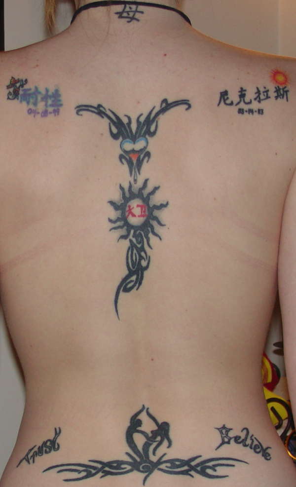 MY BACK IN TRIBAL AND CHINESE tattoo
