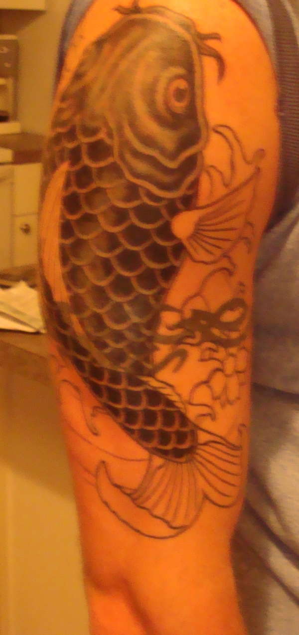 koi covering up tribal 2nd sitting tattoo