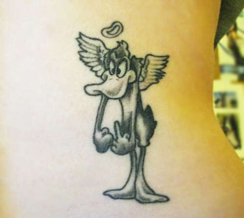 Daffy Duck flips you off tattoo