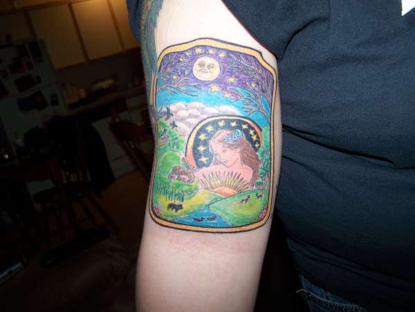 Gaia Mother Earth, finished tattoo