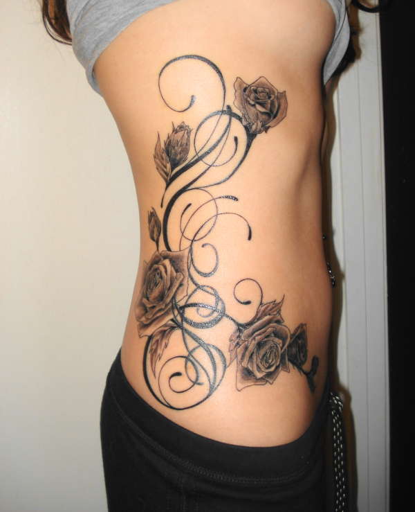 Side Tattoo (Gothic Rose Vine) tattoo