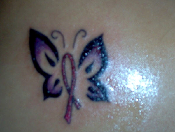 Breast cancer butterfly tattoo