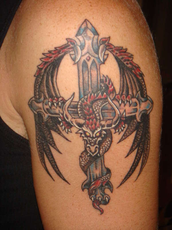 Dragon On Cross tattoo