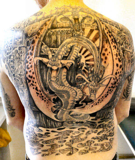 Backpiece - part 5 - Cerberus Guardian of Hell tattoo