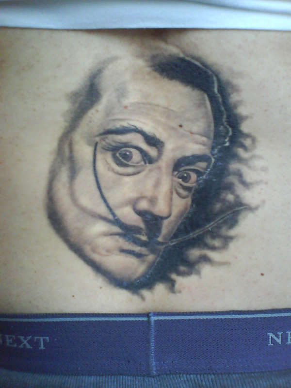 Salvador Dali  portrait I did at Swansea Inkfest..took 4 hrs.. tattoo