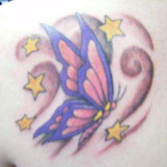 Butterfly w/ stars tattoo